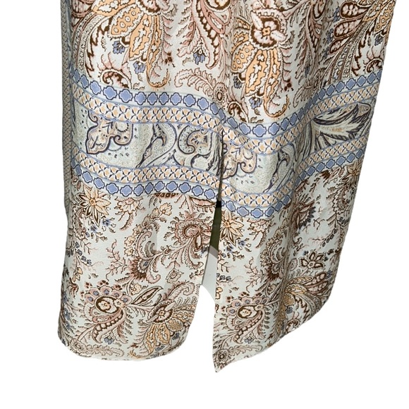 C. Wonder Ivory Peach Cornflower Blue Floral Sleeveless Shift Slip Maxi Dress 10 - Picture 8 of 15